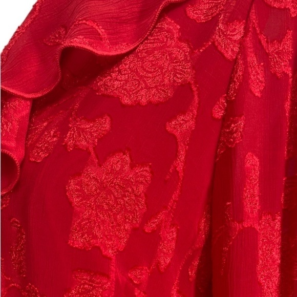 Tamara H Embossed Floral V neck Ruffle Blouse NWT - Picture 6 of 6